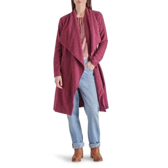 Steve Madden SLUB KNIT JACKET IN WINE Size S - Picture 2 of 2